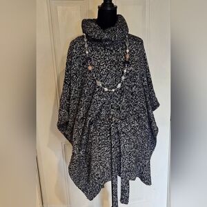 New York & Company Marl Knit Cowl Neck Poncho Sweater – Size S/M